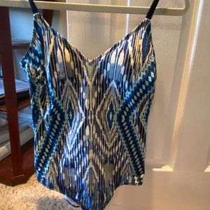 Profile by Gottex Blue and White Swimsuit Size 14